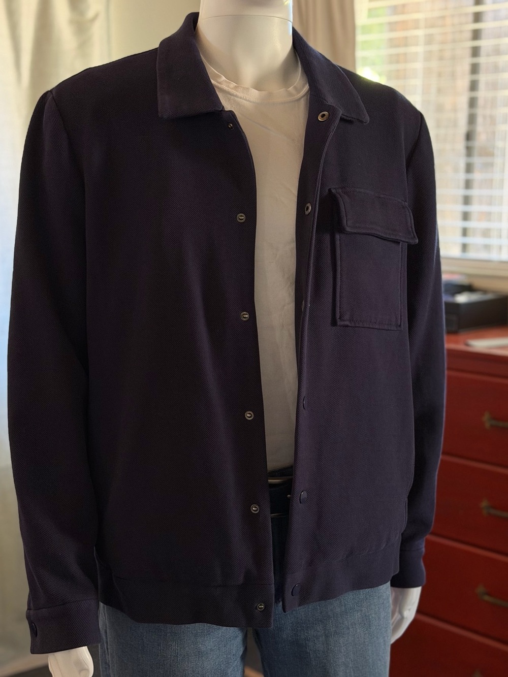 Blank NYC Men's Dark Navy Button-Front Shirt Jacket